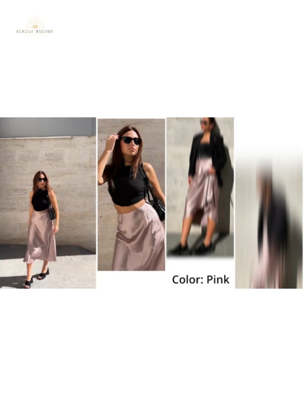 High Waist Satin Midi Skirt Elegant Party Silk Blend - Picture 5 of 6